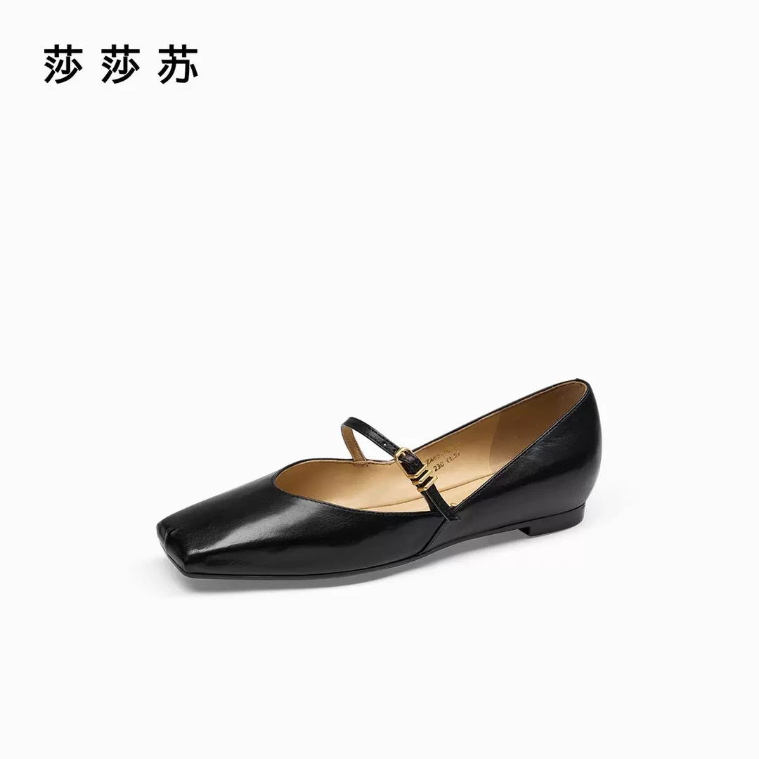 【职场芭蕾】莎莎苏2025春新款方头单鞋玛丽珍女鞋小皮鞋ZA65110-49