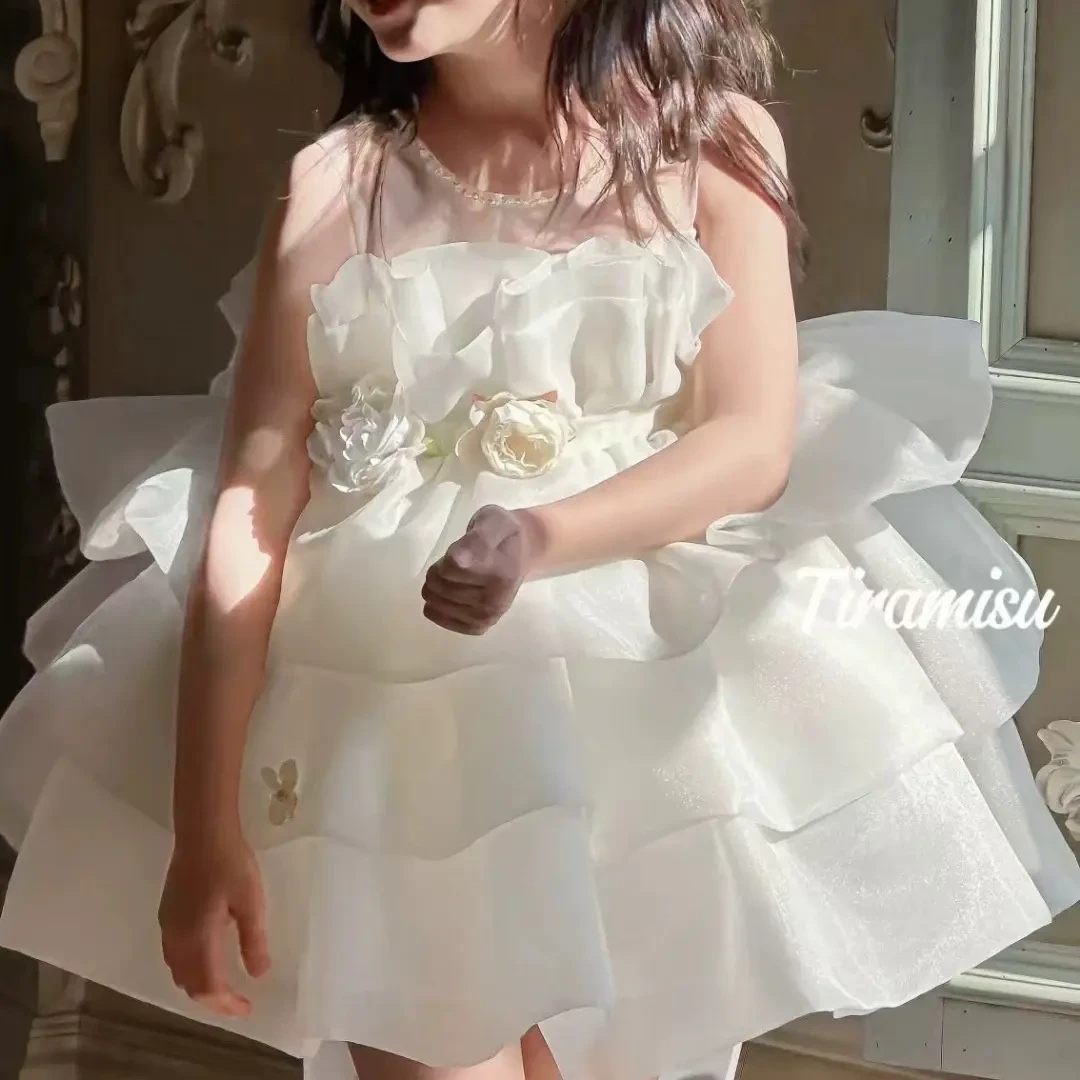 苏三岁缇娜米苏2025年夏款女童白色背心裙连衣裙公主裙礼服裙小众