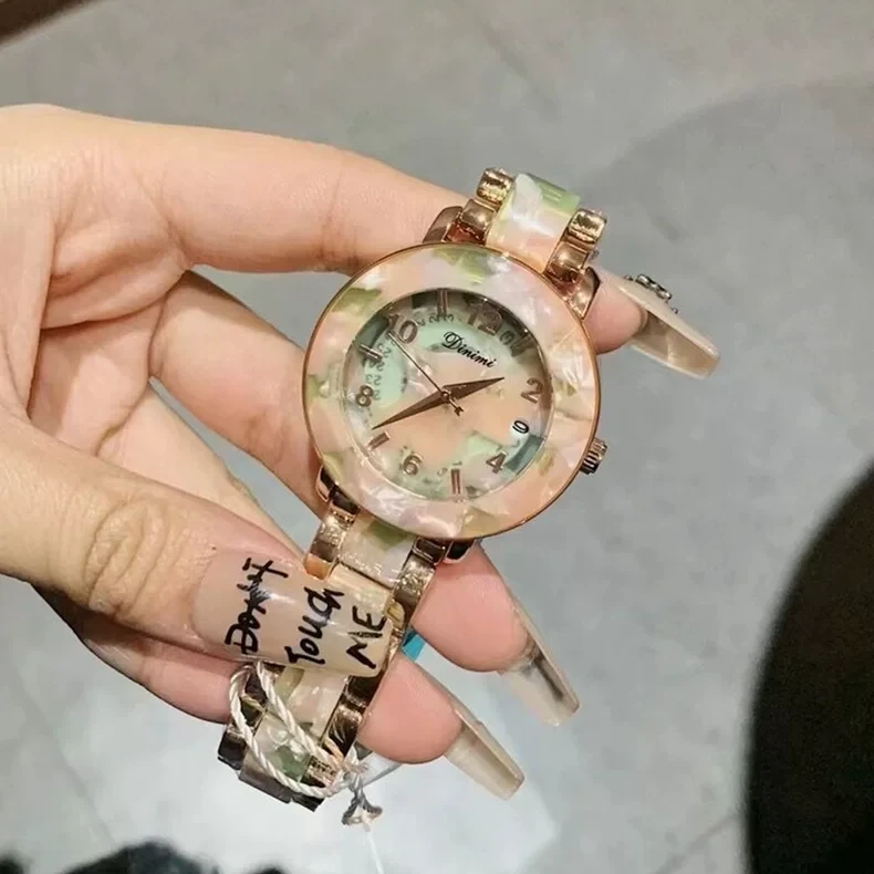 蒂米妮手表女个性眼镜胶碎花复古腕表轻奢小众潮流时尚高级感女表