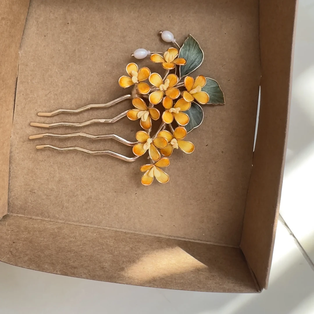 合金胸针绒花桂花发簪古风流苏发饰汉服头饰盘发钗女配饰