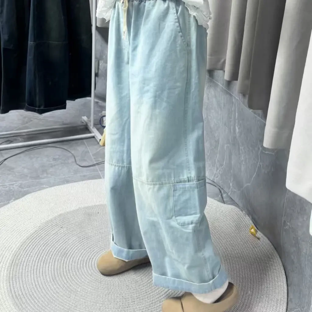 时尚休闲百搭直筒阔腿宽松纯色春秋男女长裤大码显瘦