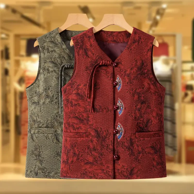 2025新款中老年女装奶奶新中式马甲妈妈春装背心马夹老人无袖外套