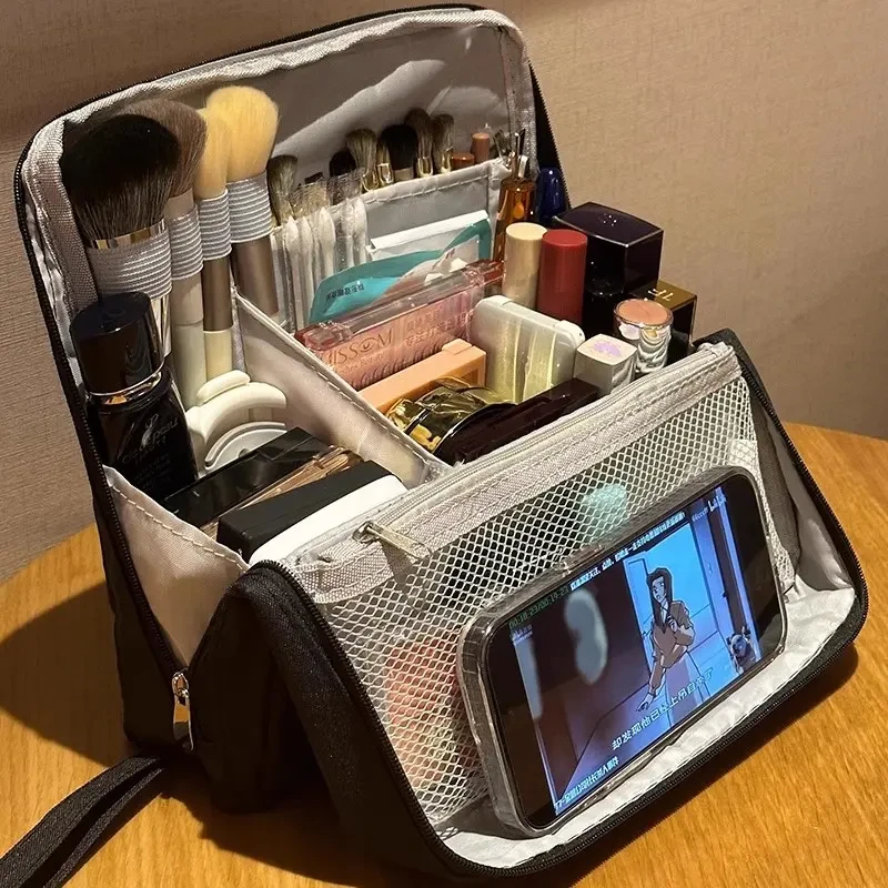折叠化妆包女2025新款大容量便携式旅行化妆品收纳袋手提化妆刷包