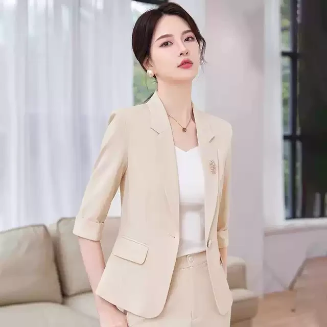 哥弟阿玛施正品七分袖西装套装女2025新款夏季薄款小个子高级感气