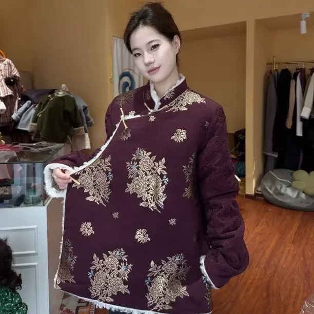 新款女士外套冬季加绒加厚藏袍民族服饰康巴风格保暖藏式服装