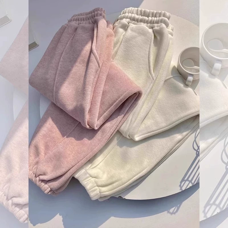 芯娇晴粉色束脚裤卫裤女春秋款2025新款爆款高腰显瘦休闲糯米裤子