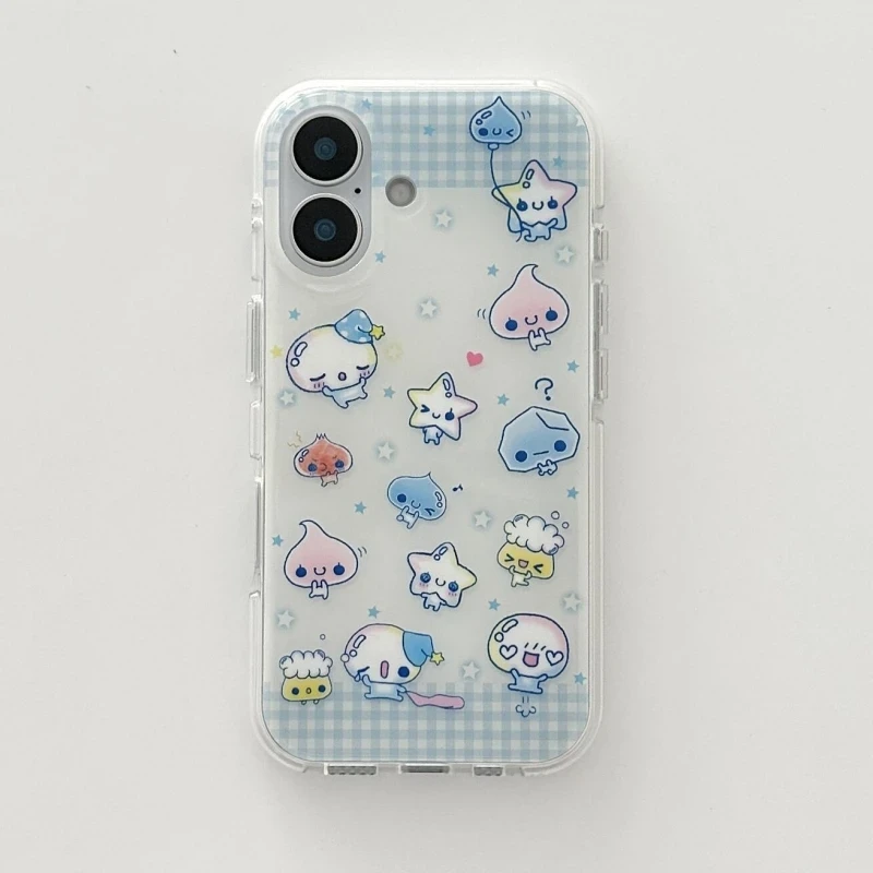 格纹可爱萌物大孔太空壳适用iphone16/15pro新款14防摔13全包12