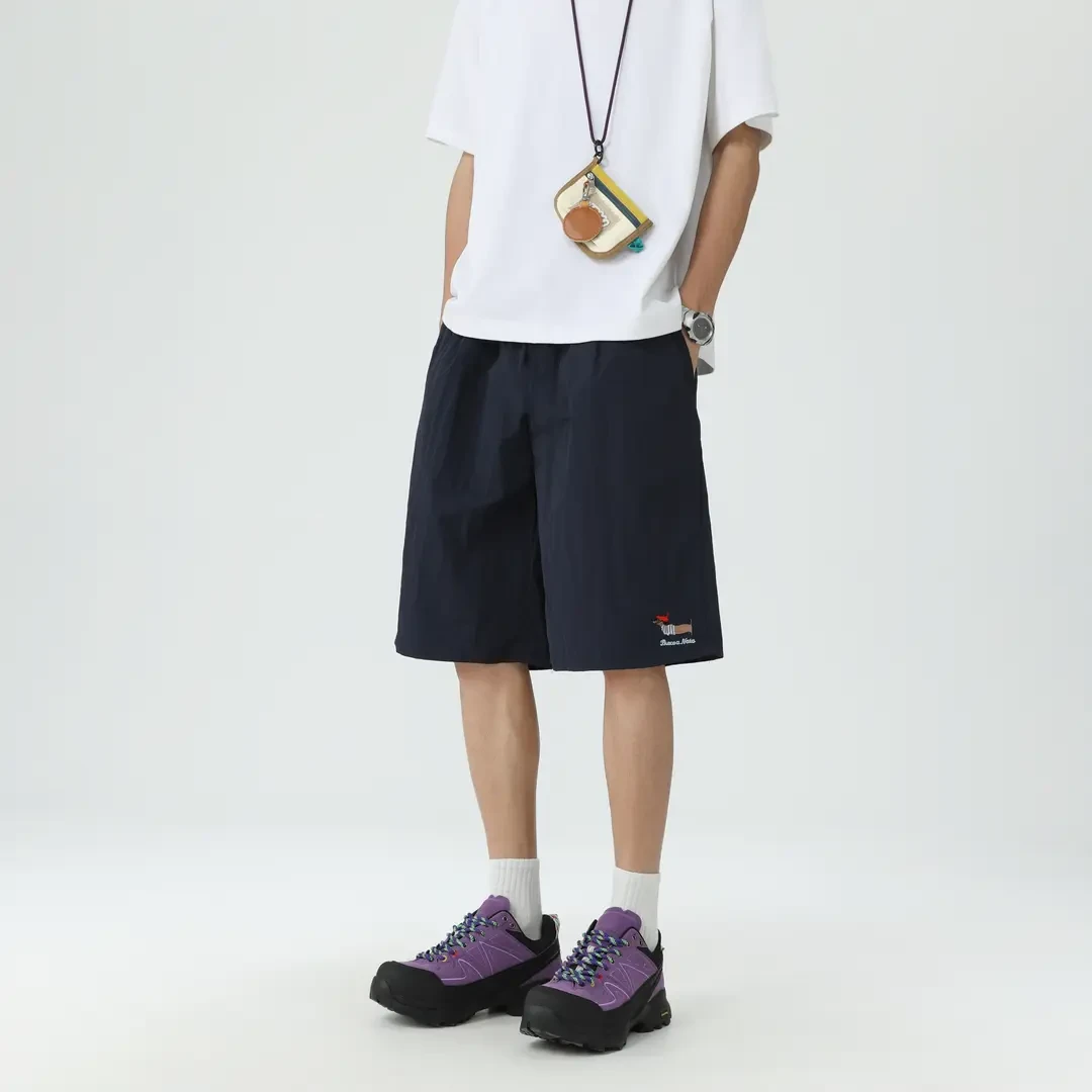 腊肠小狗刺绣短裤男女春夏季防水过膝运动休闲宽松速干裤衩沙滩裤
