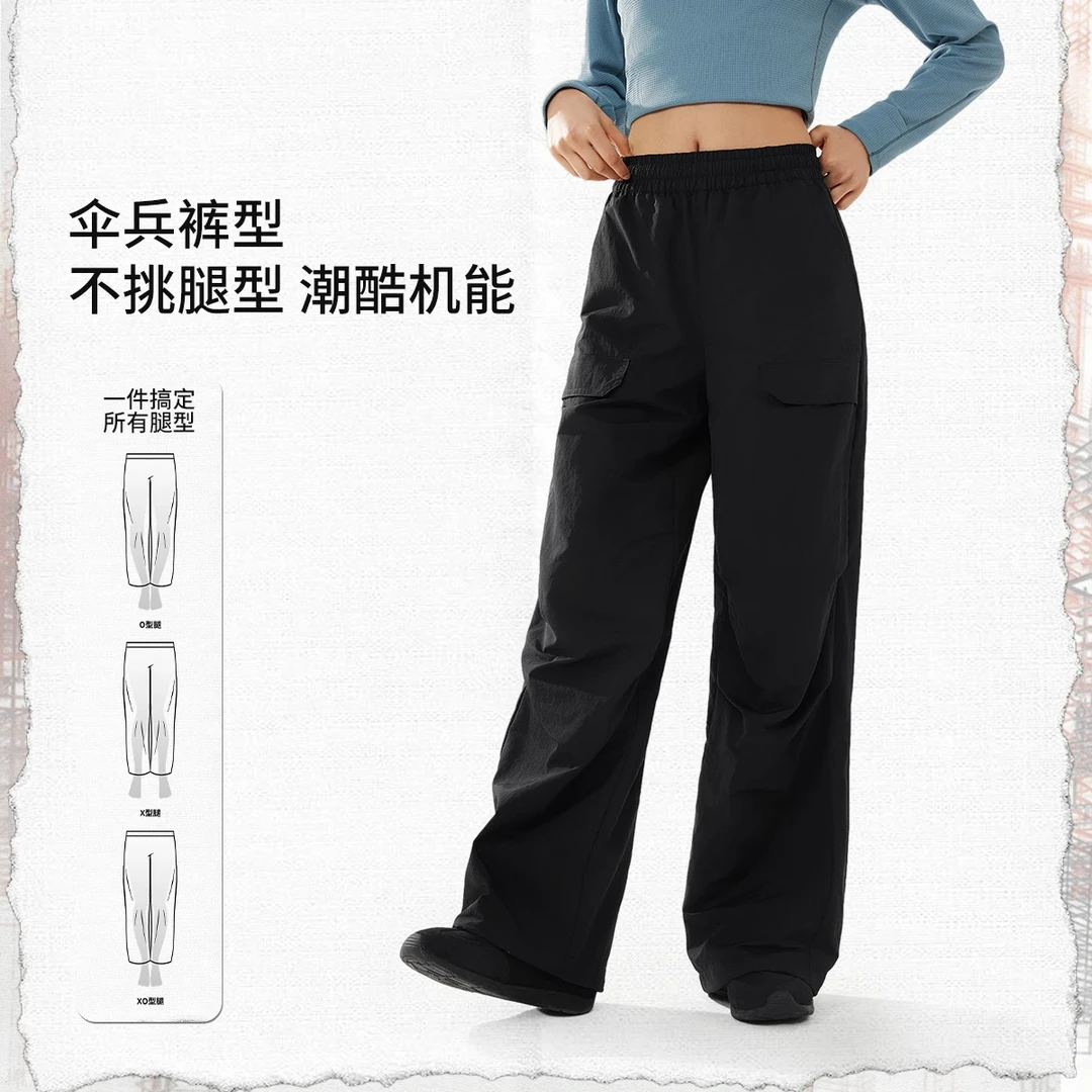 R李宁直筒显瘦显腿长亲肤工装裤伞兵裤运动长裤AYKV896