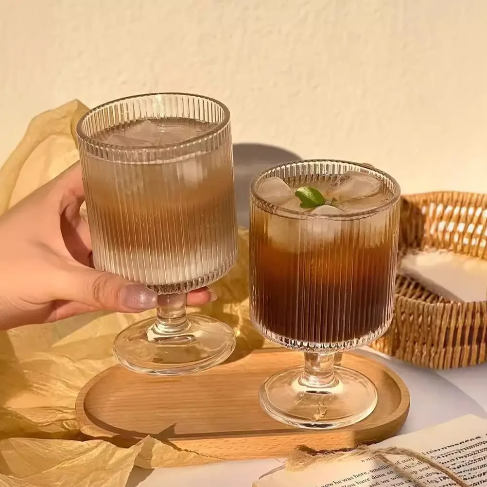 1只装实用生活百货用品居家小商品新人专享福利竖纹高脚玻璃酒杯