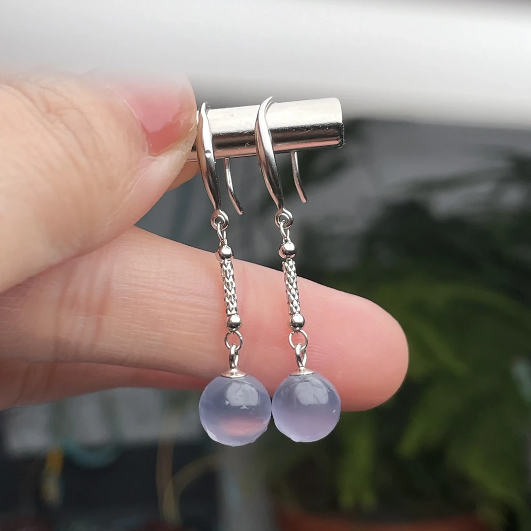 天然蓝玛瑙长款流苏气质百搭耳饰