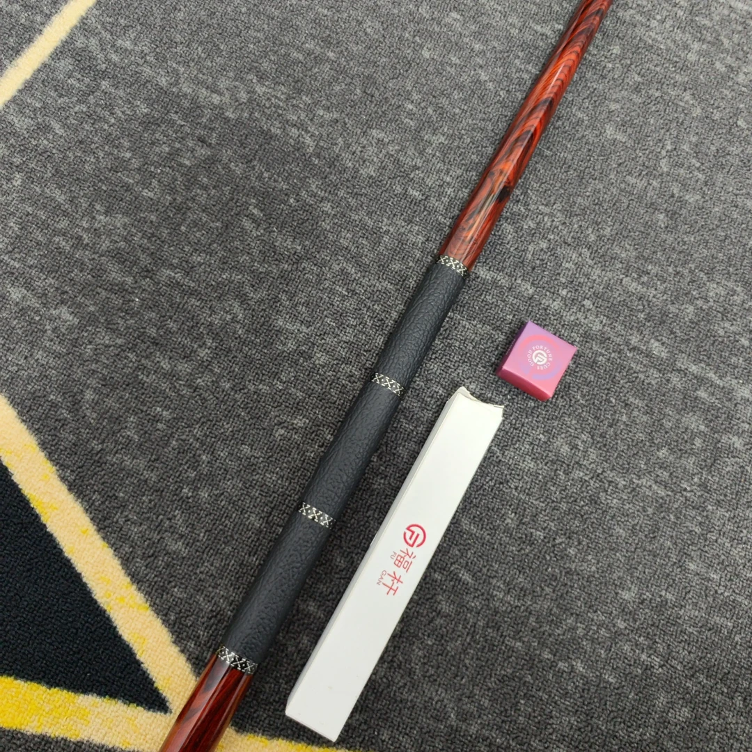 福杆coco三段式素面高阶大头台球杆 真皮握把手工镶嵌套环设计