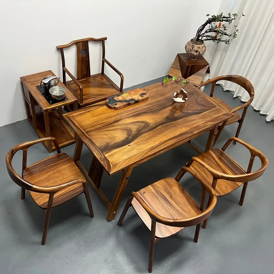 南美胡桃木实木原木大板整板适用于茶空间新中式茶桌茶台