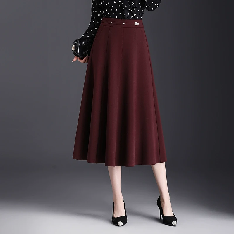 半身裙女2025年新款春季垂感高腰中长款裙子百褶裙大摆洋气a字裙
