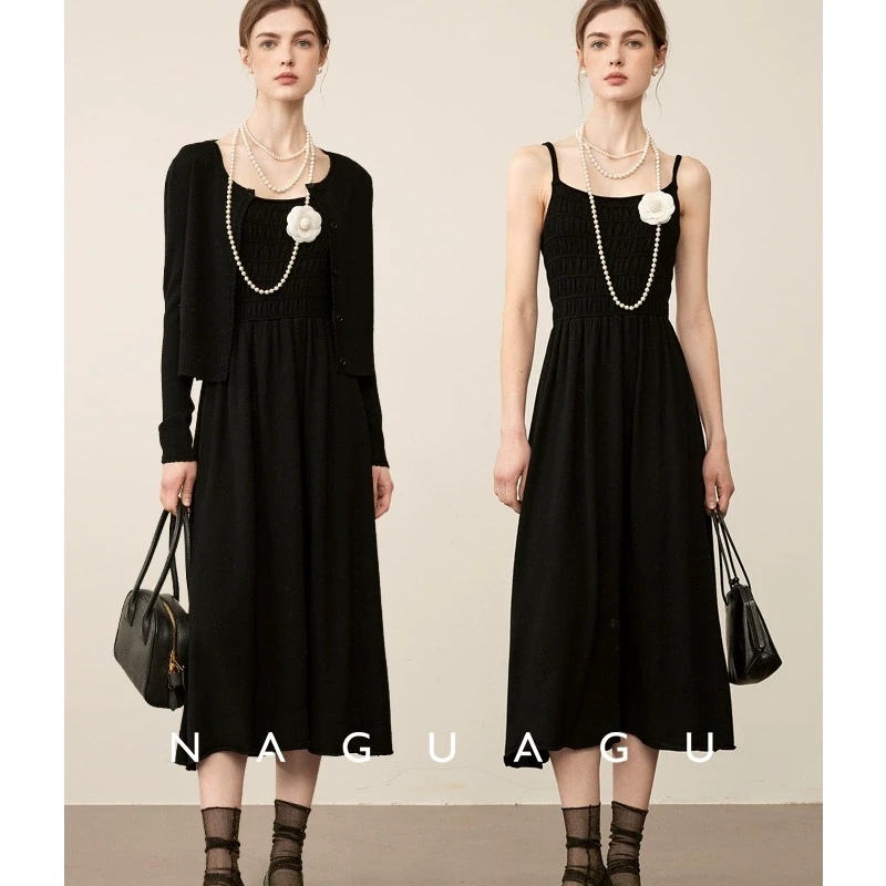 南瓜谷【海岛度假】精纺100.%绵羊毛|气质针织开衫连衣裙/吊带裙
