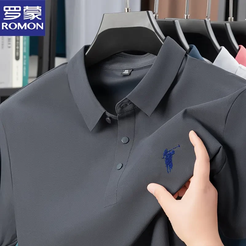罗蒙夏季新款男士翻领短袖小马标Polo衫时尚休闲百搭商务T恤衫男