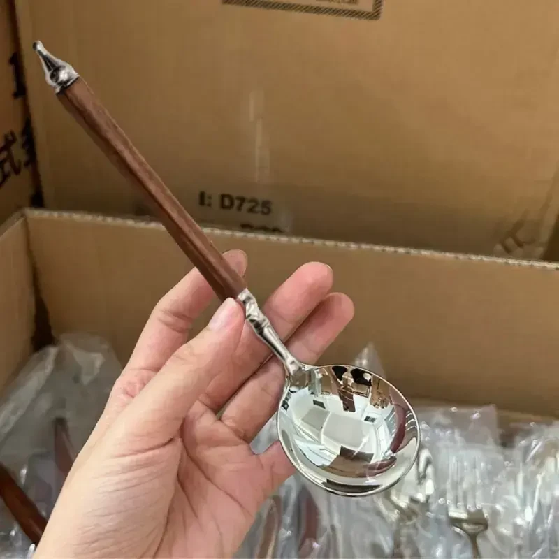 新款特厚不锈钢小蛮腰圆勺家用汤匙饭勺调羹甜品勺长柄韩式圆头勺