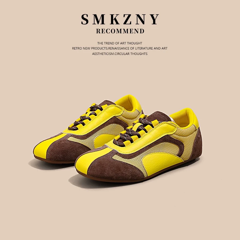 内增高德训鞋女阿甘鞋女爆款黄色真皮网鞋薄款运动休闲板鞋子5032