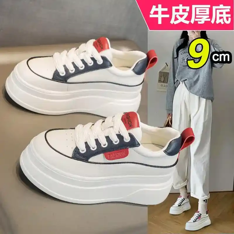 小白鞋女2025春季新款内增高运动板鞋松糕厚底爆款百搭休闲 女鞋