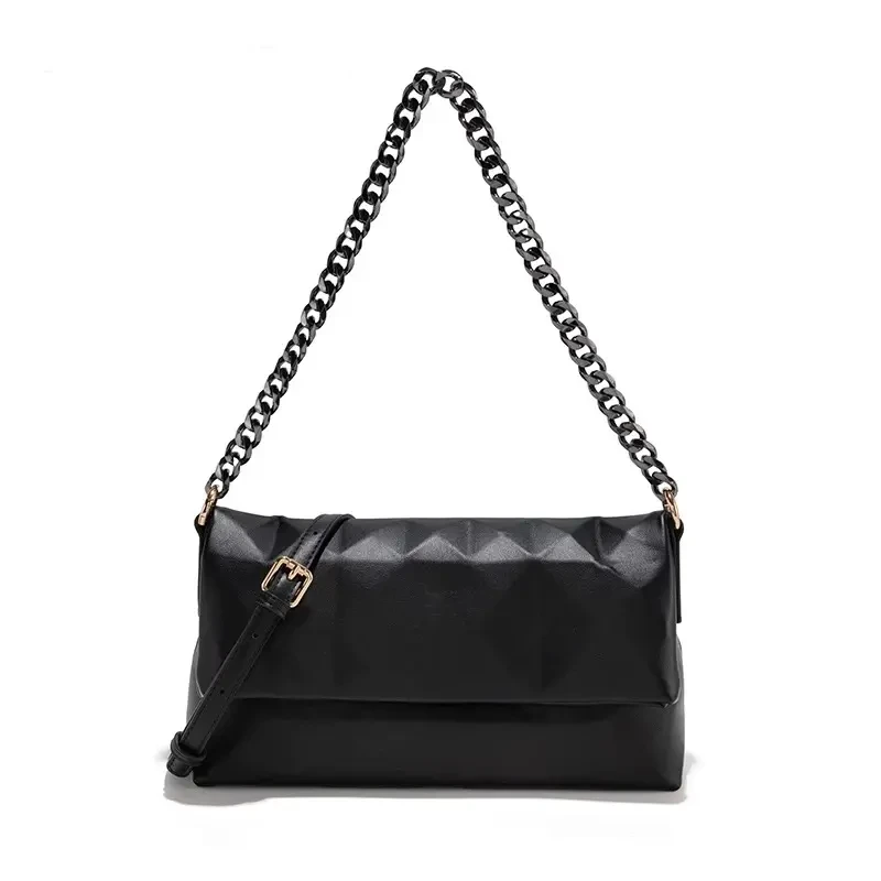 CHASENG包包女2025新款褶皱菱格链条包单肩斜挎包女腋下包