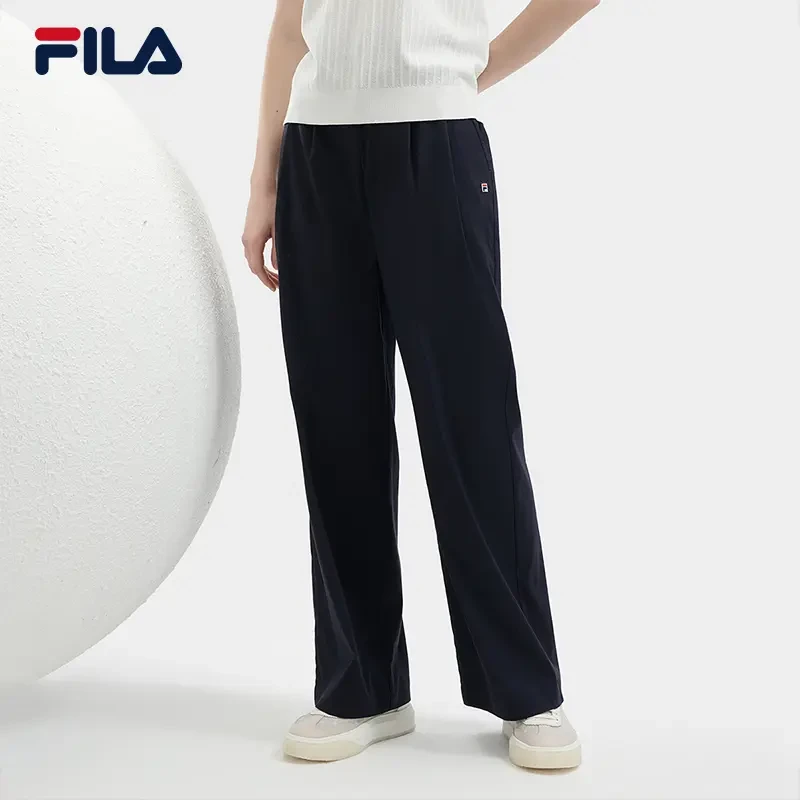 Fila/斐乐莱赛尔+亚麻女商务长裤透气百搭显瘦直筒裤F11W421804