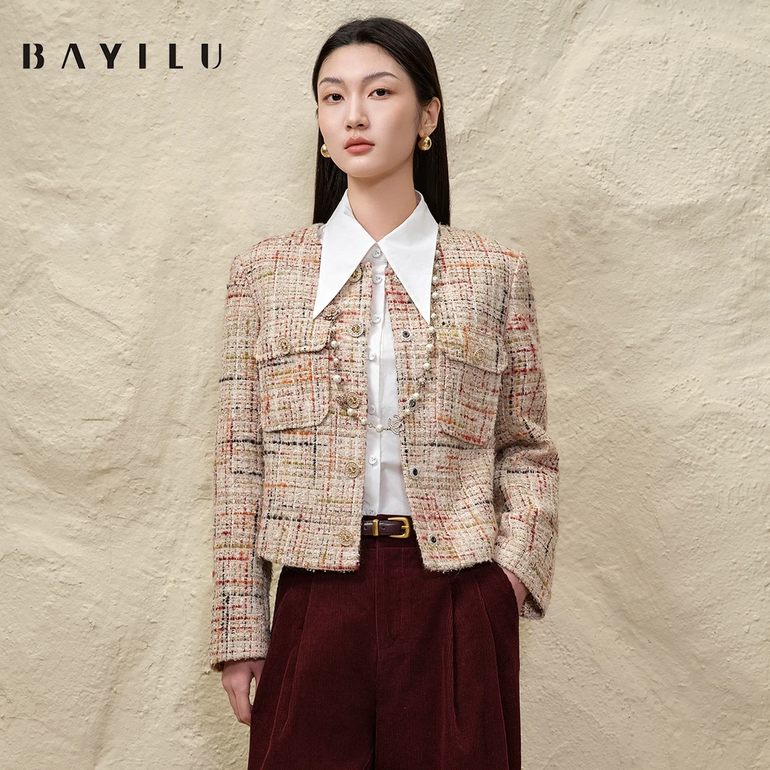 【力力淘】芭依璐小香风外套女粗花呢91W5013(颜色不同面料)