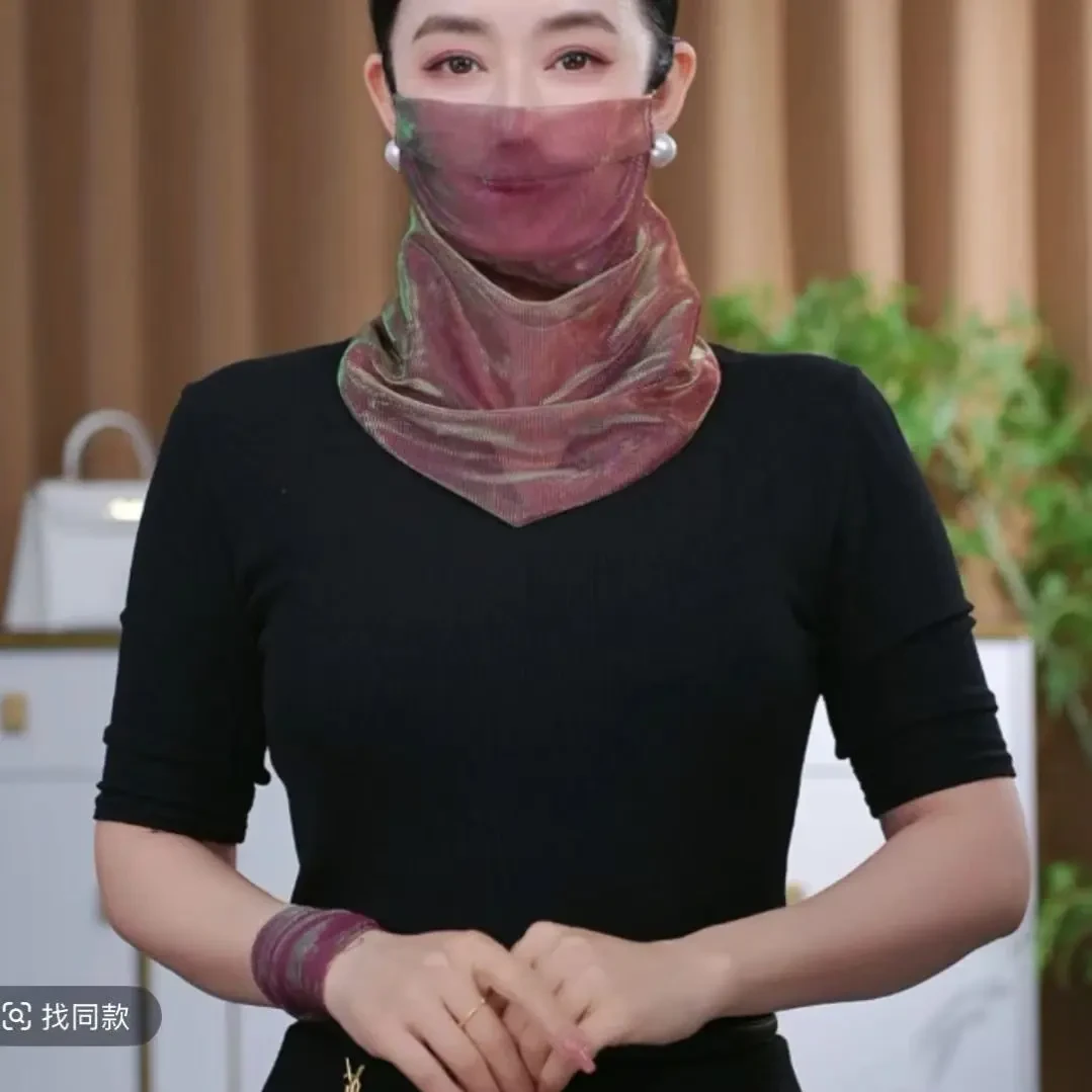 夏季薄款防晒面纱面罩多功能围巾丝巾围脖