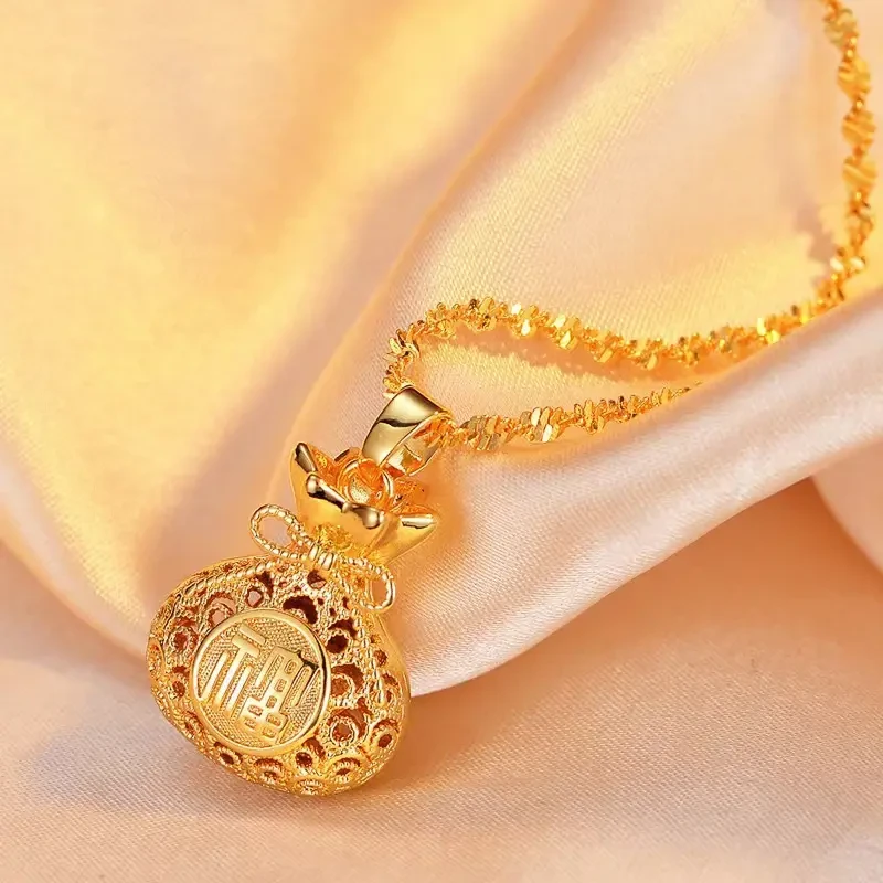 古法创新花丝【镂空福袋】项链送妈妈送老婆女款合金饰品