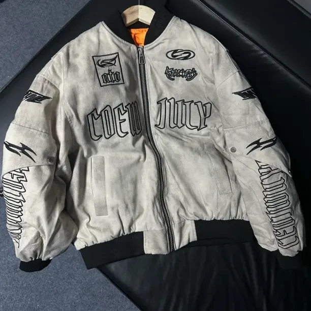 （实拍）冬季重磅美潮水洗棉刺绣加绒（50）百搭夹克防寒服