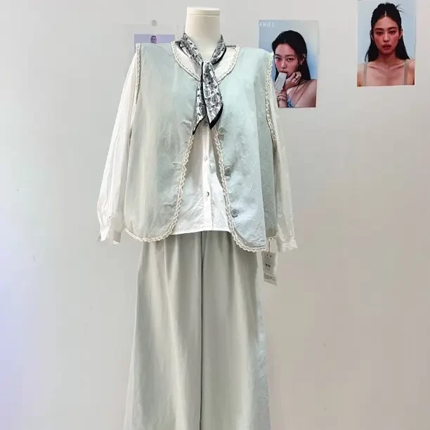 设计感蕾丝拼接牛仔穿搭套装 下单备注编码no退no换