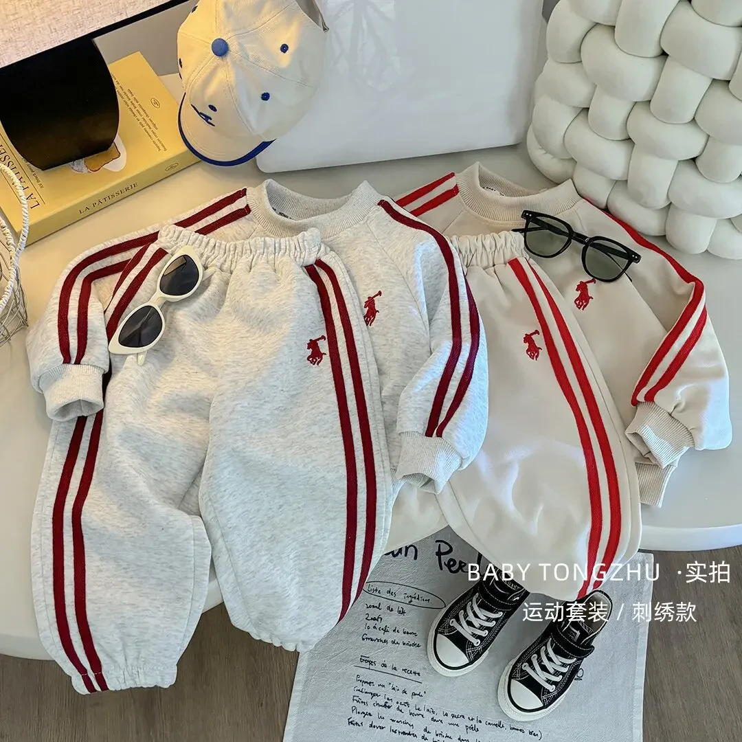 男女童同款儿童亲子刺绣卫衣套装两件套2025春季新款舒适潮流春秋