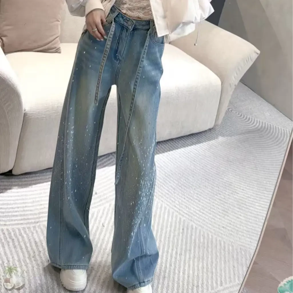 运补6-10【永夜星河】冬季新款设计师满天星重工加绒牛仔裤H6676