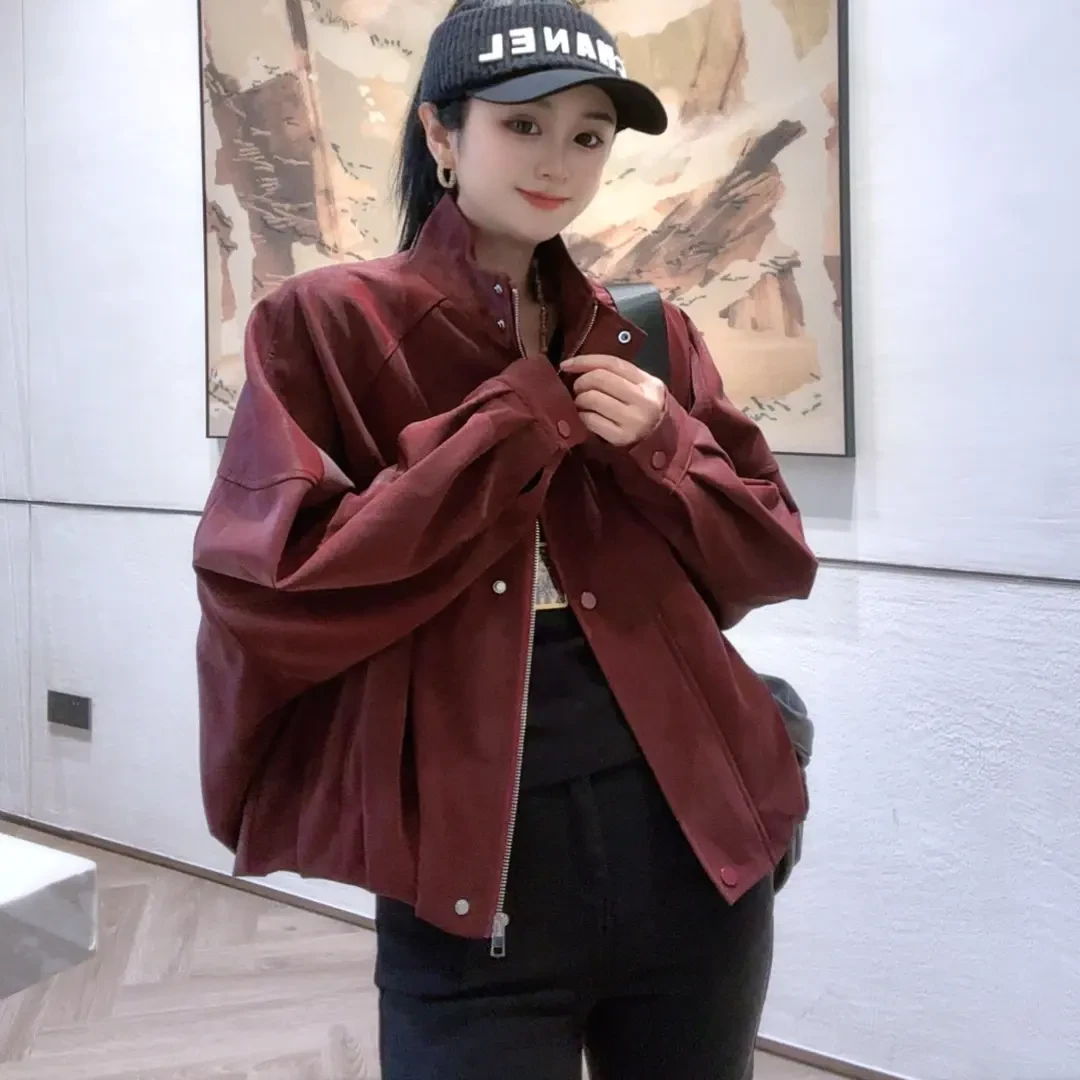 短款宽松显瘦麂皮绒休闲外套秋季时尚百搭洋气轻奢风拉链夹克572