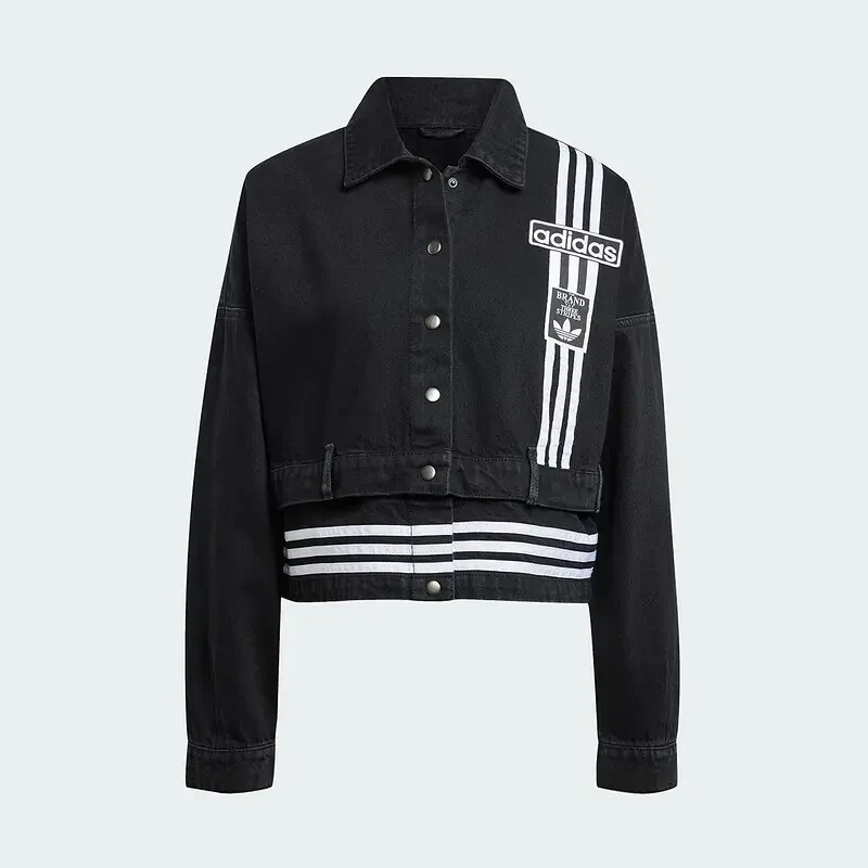 adidas/阿迪达斯女子二合一可拆卸牛仔翻领夹克外套JJ3095