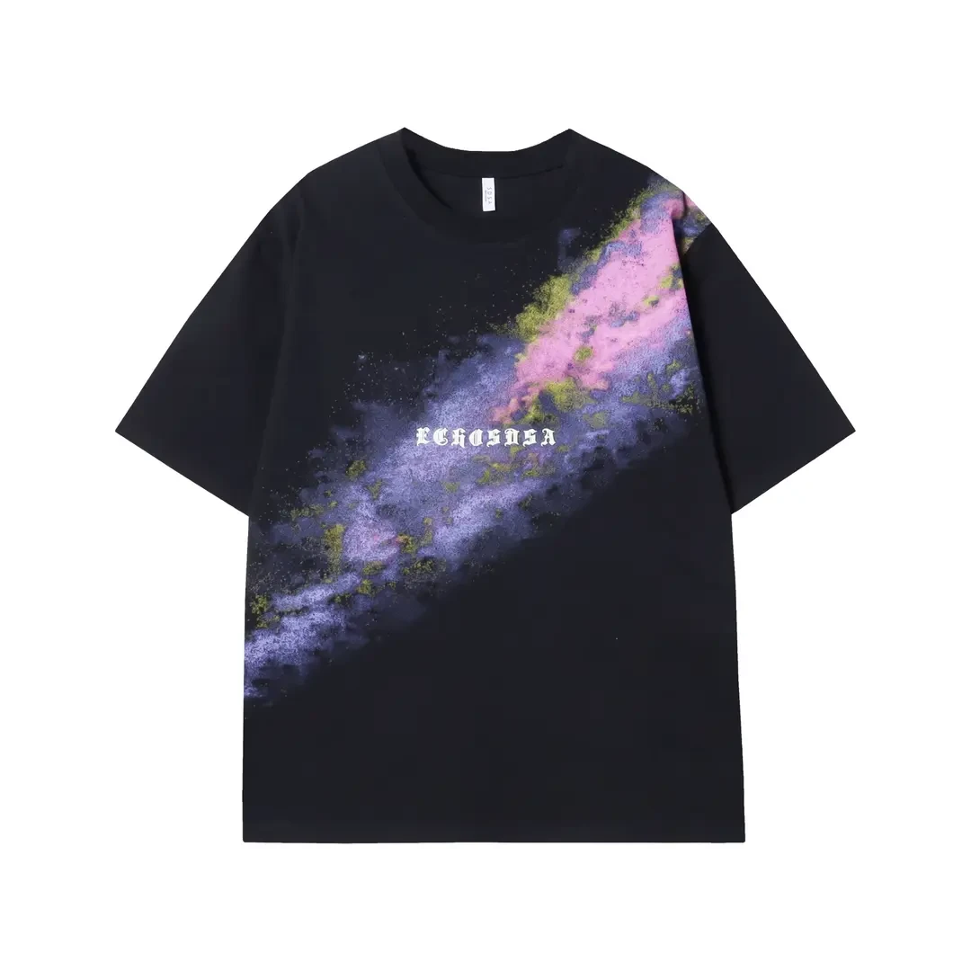 夏季新款彩色花海印花男女情侣短袖时尚百搭休闲上衣潮流宽松T恤