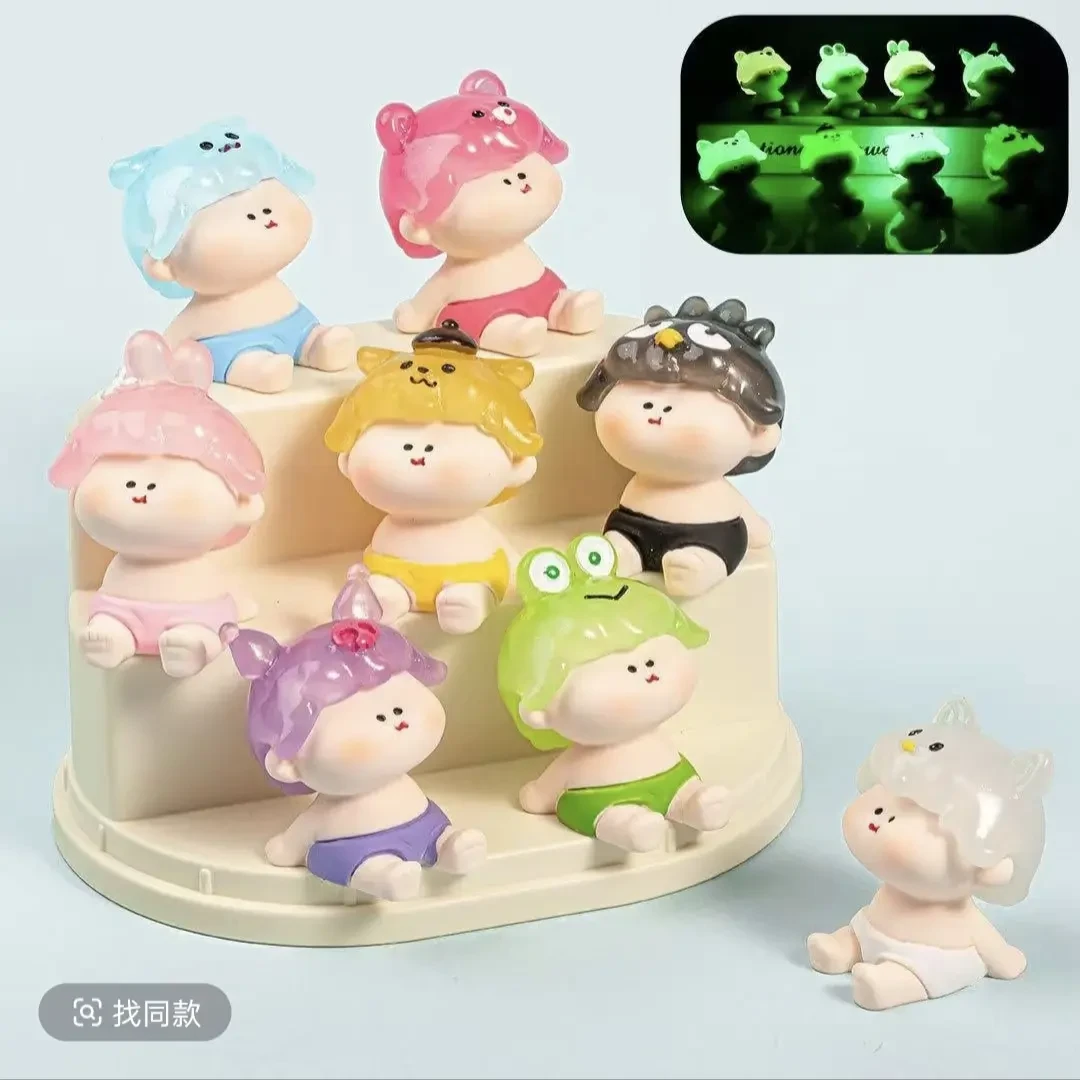 树脂DIY桌面装饰品【脑白金diy潮玩】大号夜光动物李四可爱