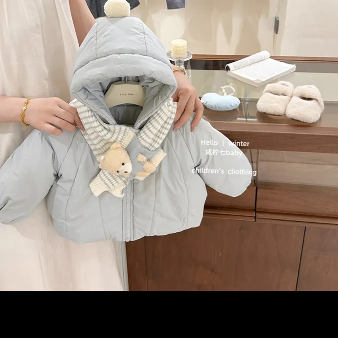 2025冬装新款女童棉服外套洋气连帽保暖棉衣宝宝加绒加厚棉袄上衣