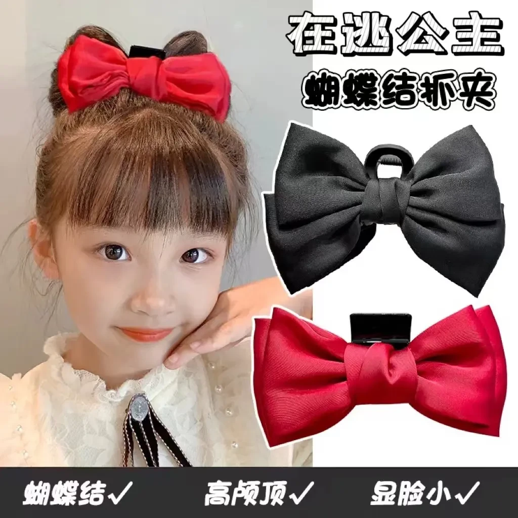 儿童公主头饰蝴蝶结抓夹顶夹在逃公主发夹女童发饰双面蝴蝶结抓夹
