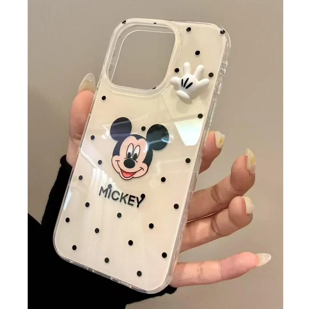 适用适用iPhone16波点米奇立体手掌大孔苹果手机壳华为vivo小米op
