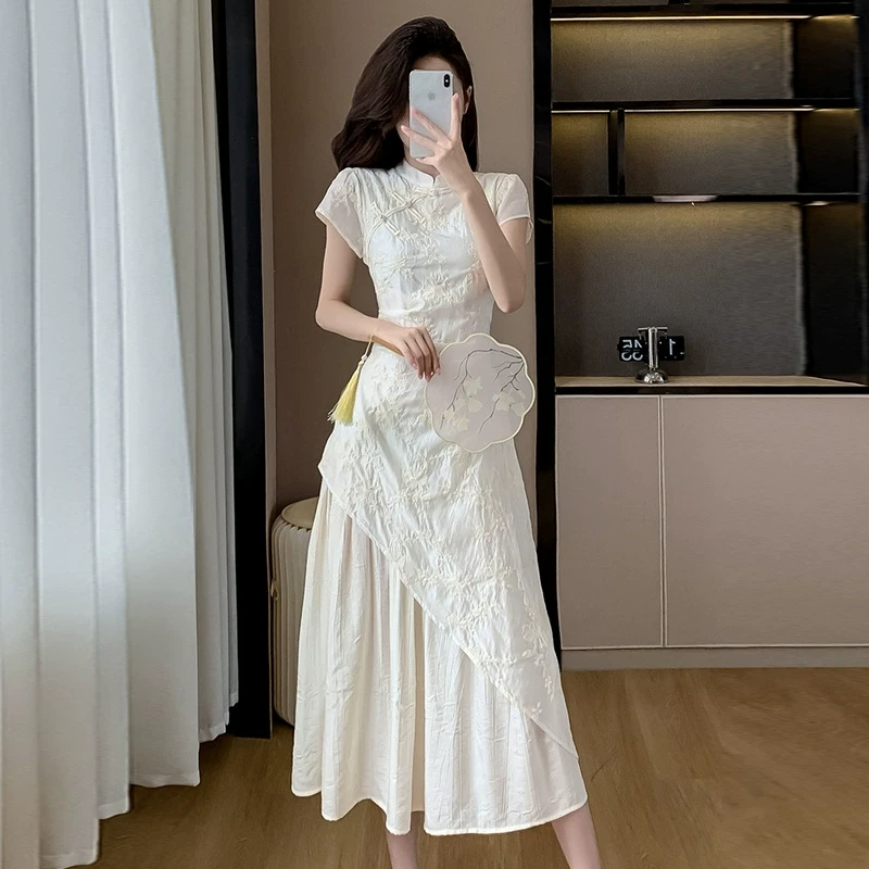 新中式国风重工刺绣改良旗袍连衣裙年轻款独特漂亮超好看收腰显瘦