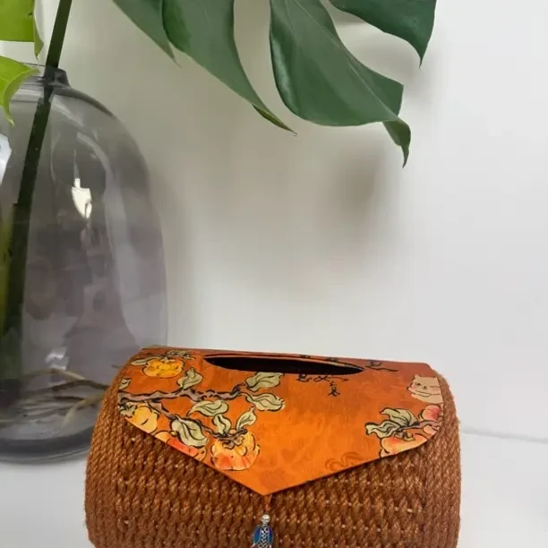 油画纸巾盒家用客厅车载轻奢风高档皮质创意餐巾抽纸盒