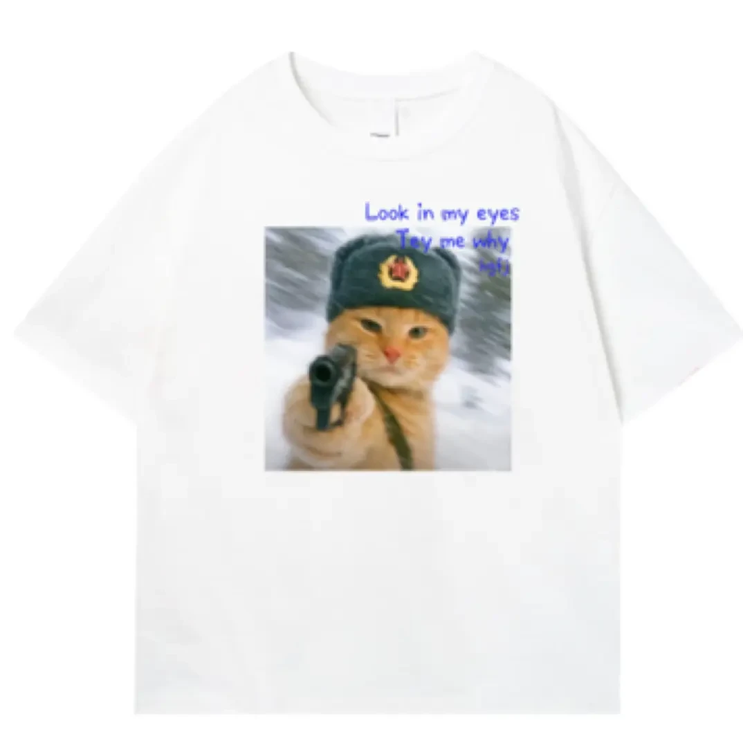 【lookinmyeyes】280克轻奢痞帅男装高级感男装男士t恤猫咪系列