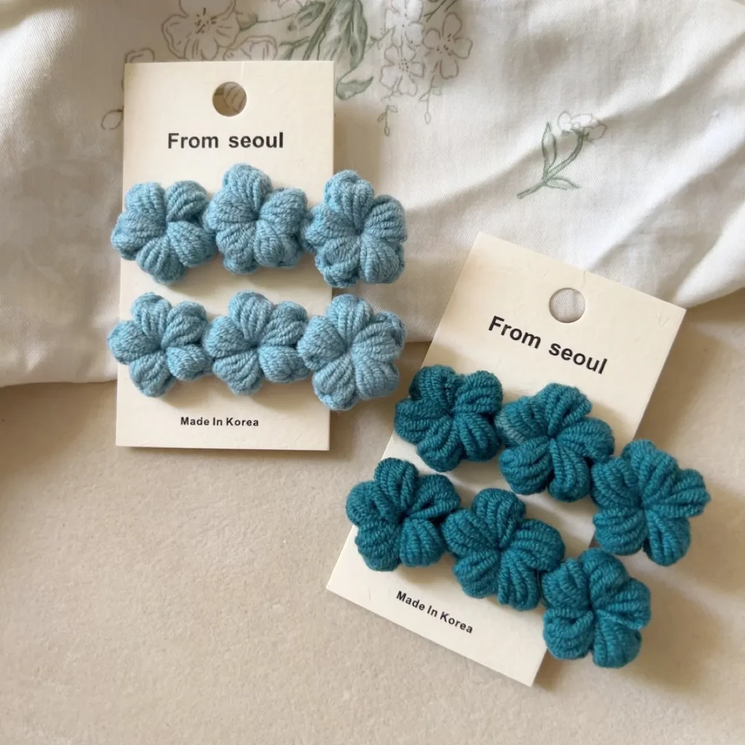 毛线钩针小花发卡手做成品发夹花朵渐变复古小清新刘海夹发饰新款