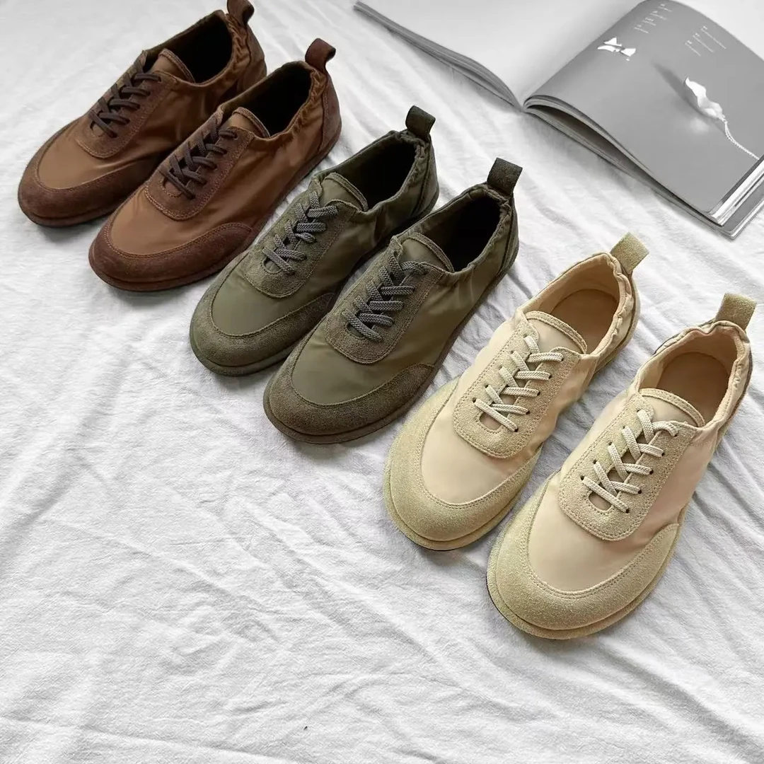 透气系带时尚休闲鞋平底百搭圆头四季低帮女鞋