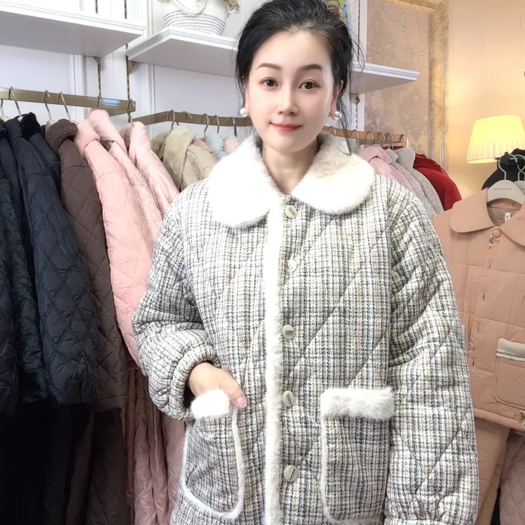 【芬腾】冬季时尚可外穿三层夹棉保暖加绒轻薄不臃肿家居服26850587