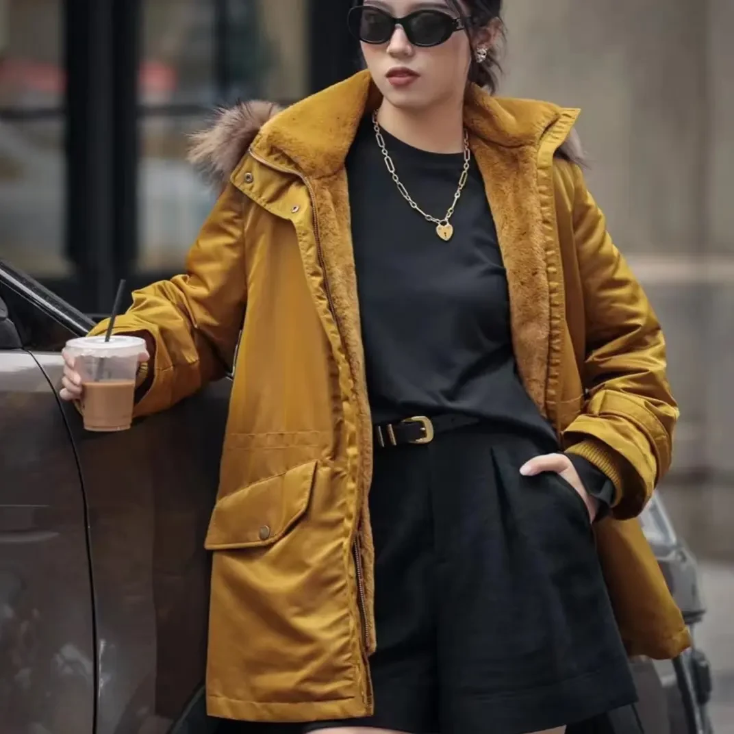 不支持退换 新款1400548 冬季时尚保暖中长款连帽棉服外套