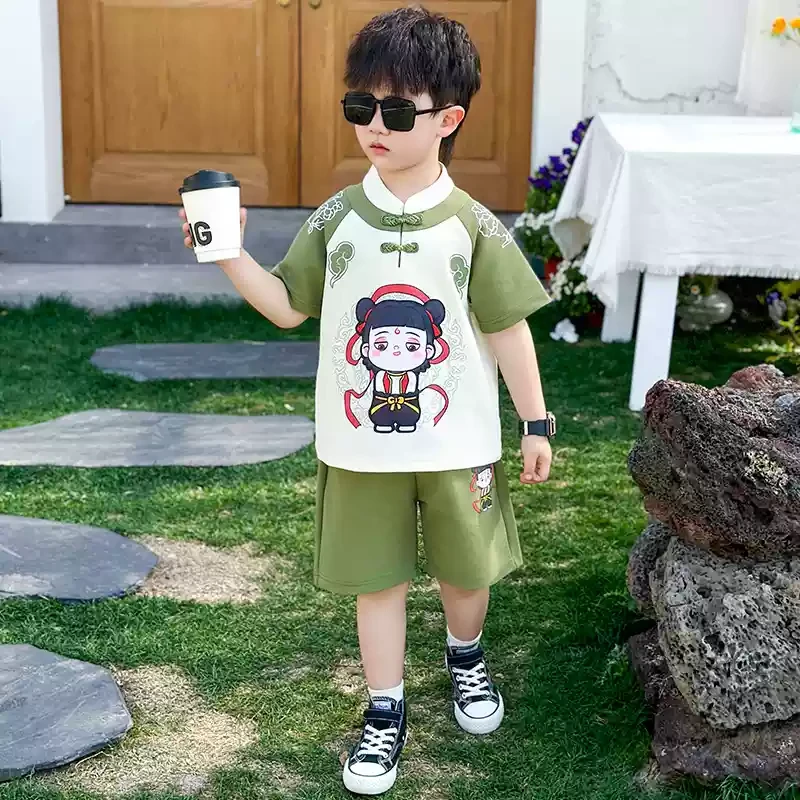 儿童汉服周岁男宝礼服夏季新款男童哪吒套装宝宝夏装国风中式唐装