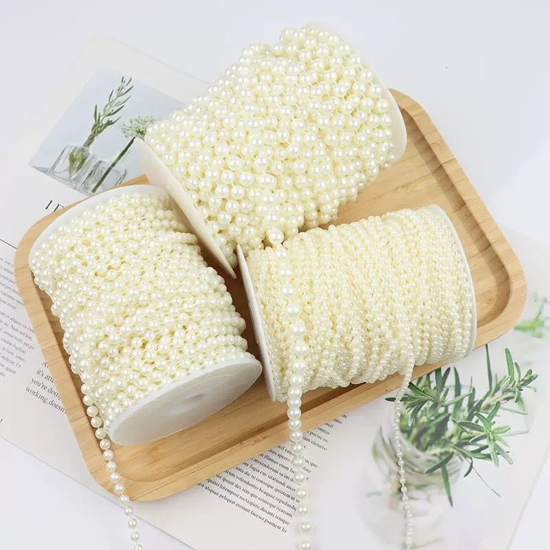 圆珠仿珍珠链条连线珠diy捧花丝带装饰织带花束礼物包装婚庆珠帘