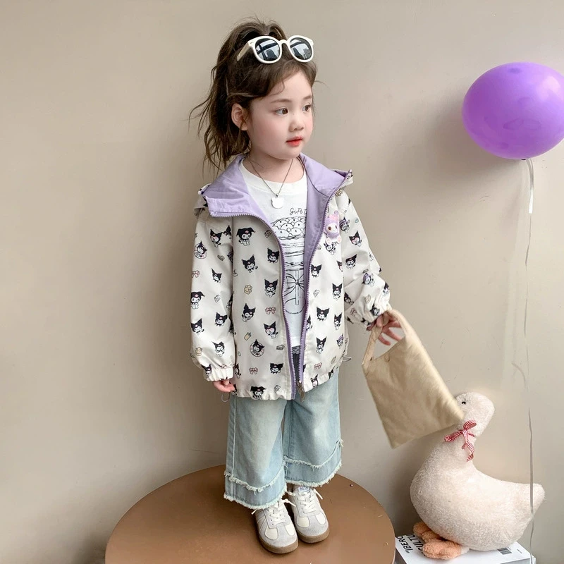 库洛米女童外套春秋款2025新款儿童冲锋衣洋气夹克衫宝宝春装风衣