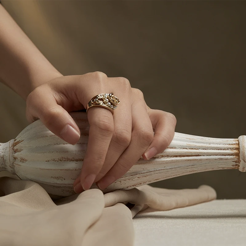 RiotLILY/艾特里里 铁合金大理石戒指  夜玫瑰系列戒指 可调节